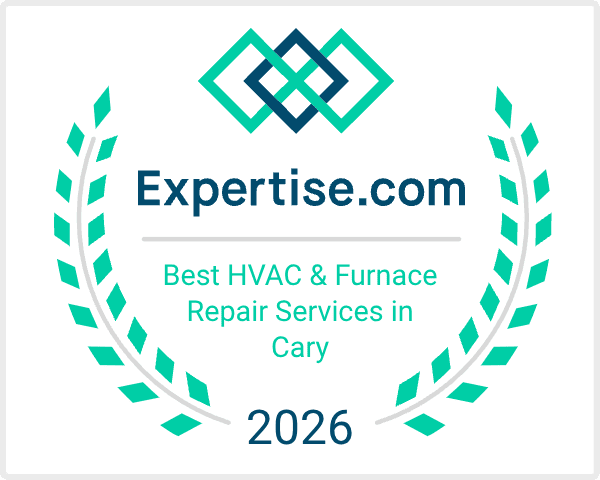 Expertise.com Best HVAC and Furnace Repair Services in Cary, NC 2026 award badge